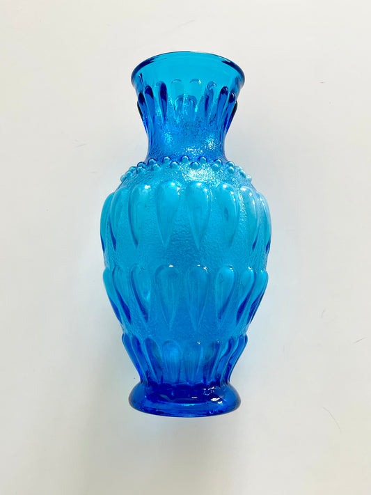 Large blue glass vase