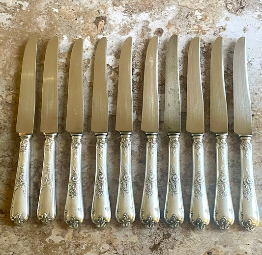 10 silver metal knives