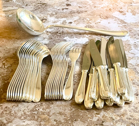 Christofle "Marot" 37-piece silver-plated service.