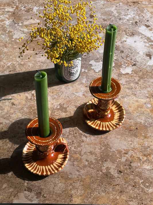 Pair of ceramic candlesticks.